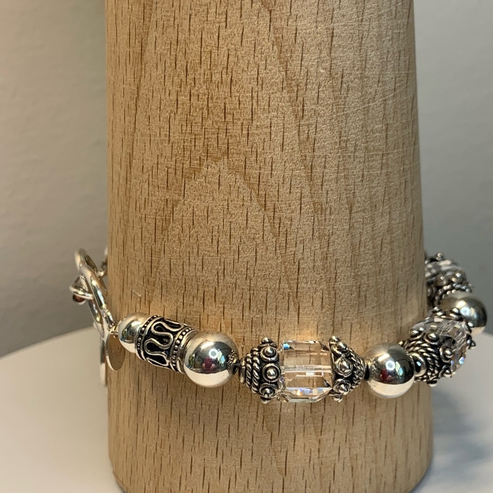 Silpada Vintage Sterling Silver & Swarovski Crystal Toggle Clasp Bracelet